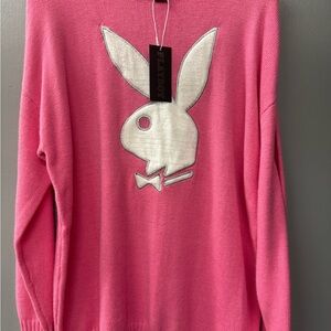 PLAYBOY Pink Crewneck sweater new with tags size S/M